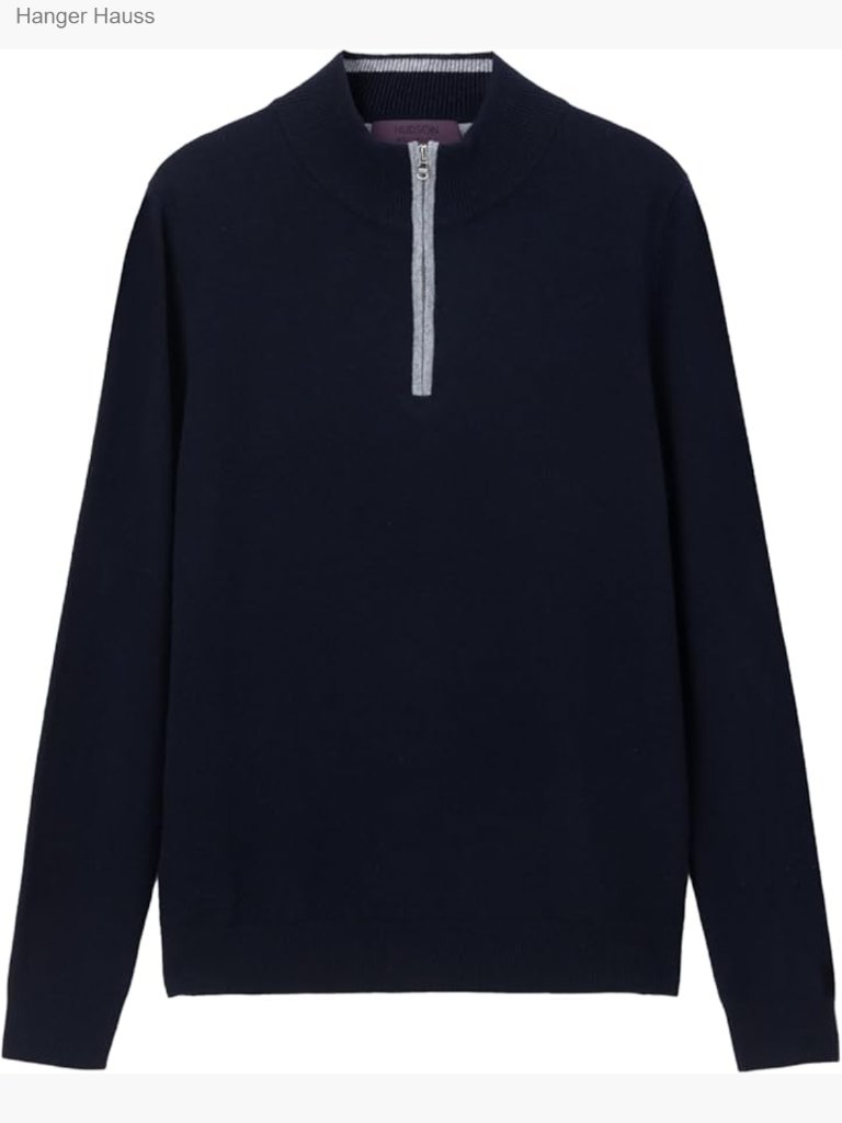 Men's Quarter-Zip Merino Wool Mock Neck Pullover Sweater